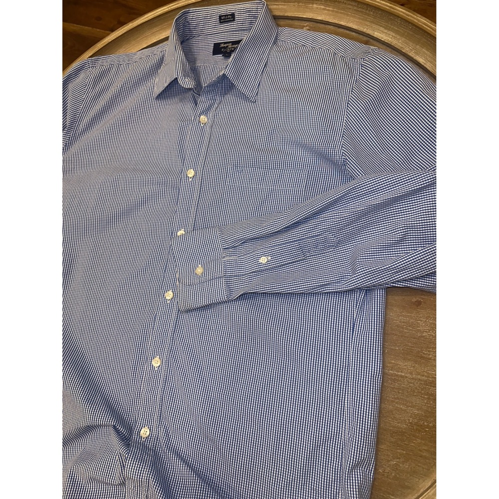 J.Crew Thompson Shirtings Blue Gingham Button Down Shirt Mens L 16-16.5 A0961